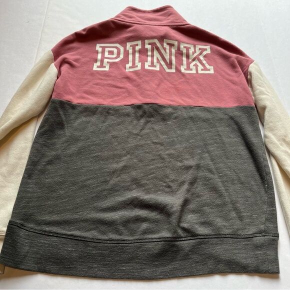 Pink Women's  Light Sweatshirt 1/2 Zip Gray/Pink/Cream Size XS - Picture 7 of 7